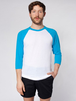 American Apparel - BB453 - White/Neon Heather Blue